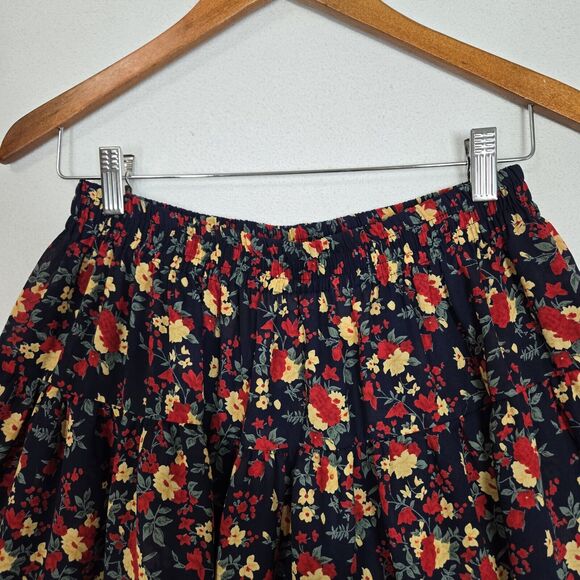 Vtg Campagnie Internationale Express Mini Full Skirt Sz M Floral Sheer Tiered - Picture 3 of 11